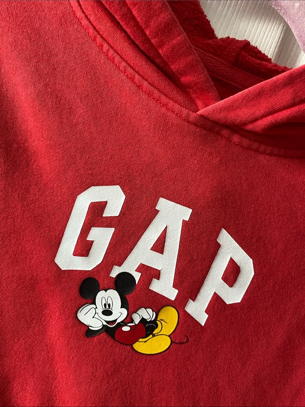 GAP x Disney Red Mickey Mouse Graphic Hoodie Kids Size M